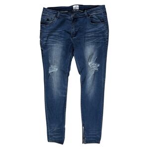 KUWALLA TEE Skinny Jeans Mens 34 Distressed Denim Ankle Zip Streetwear KUL-K2